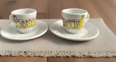 NUOVA POINT Italy Espresso 2 Cherub Angels Cups/2 Saucers (4-pc) Capacity 2oz - Image 1 of 4