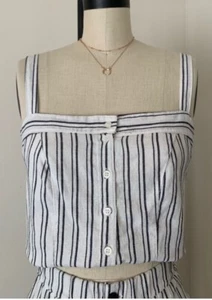 Brandy Melville White Gray Striped Button Down Made In Italy NWT - Picture 1 of 1