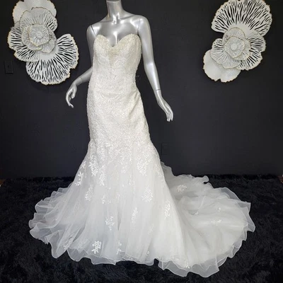 NWT~$1995~SOPHIA TOLLI~12~IVORY STRAPLESS FIT & FLARE EMBELLISHED WEDDING DRESS - Image 1 of 4