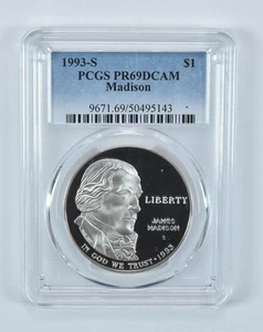 1993-S Madison Bill Of Rights Commemorative Dollar PR69 DCAM PCGS *6639 - Picture 1 of 5