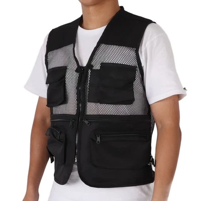 Hot (XXL French Grey)Military Vest Breathable Multi Pocket Mesh Fishing DS - Image 1 of 4