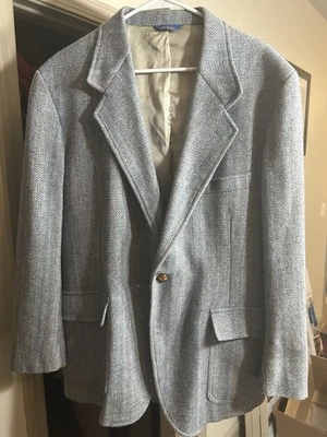 Vintage Pendleton 100% Wool Blazer Men's 46 Herringbone Elbow Patch Made USA - Image 1 of 4