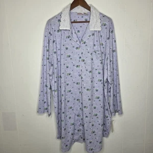 Body Drama Lingerie Womens Purple Frog Night Gown Size 3X Sleep Lounge Whimsy - Picture 1 of 9