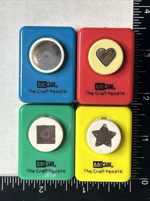 McGill Paper Punch Lot Basics Square Star Heart & Circle Paper Craft Card Making - Image 1 of 4