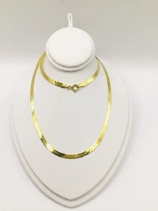 14K Solid Yellow Gold Snake Necklace Chain Herringbone 18", 3.5mm, 4.5g - Picture 1 of 6