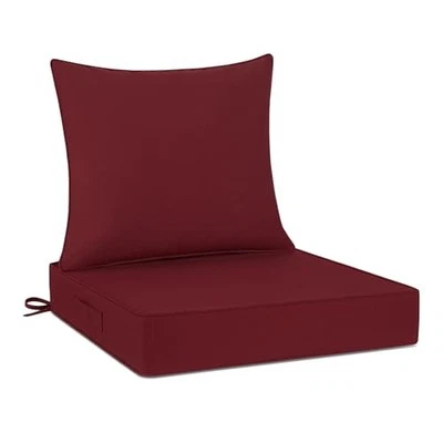 Cojines de exterior 24x24 para muebles de patio, asiento profundo lavable patio borgoña Foto 1 de 4