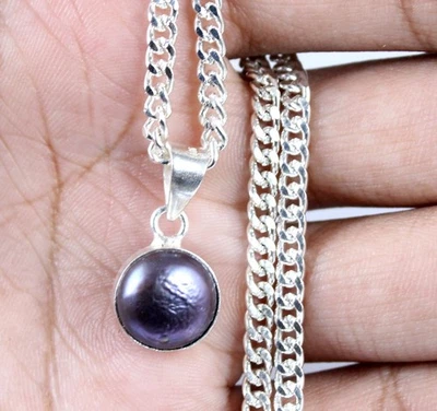 Colgante de piedras preciosas redondas de 6,45 quilates con perlas naturales del Mar del Sur negras de Tahití para hombre Foto 1 de 4