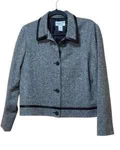 Pendleton 100% Virgin Wool Gray Black Trim Blazer Jacket Women’s Size 10 USA - Picture 1 of 9