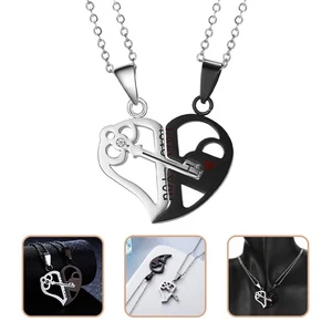 Couple Necklace Heart Pendant Necklaces Matching for Couples - Picture 1 of 10