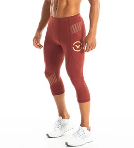Mens Virus Compression Pants 3/4 Spandex Tights Burgundy Medium New $100 - Picture 1 of 1