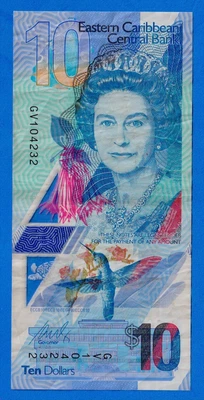 Eastern East Caribbean $10 2019 P-W57 Polymer Circulated Note QE GV104232 - Image 1 of 4