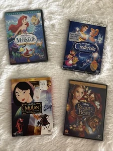 Disney Princess Movie DVD 4 Bundle Lot Little Mermaid Cinderella Mulan Beauty+ - Imagen 1 de 12