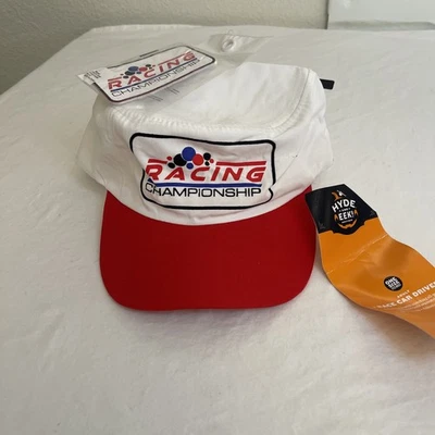 Race Car Driver Costume Hat & Stick On Patch Hyde & Eek! Boutique Red Brim - Image 1 of 4