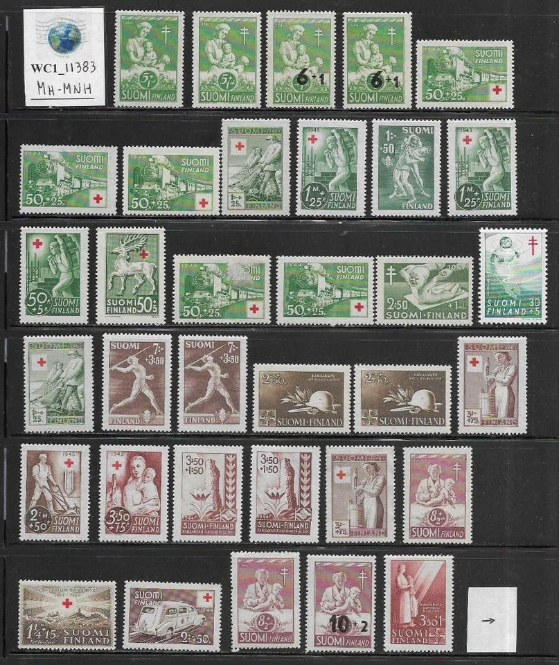 WC1_11383. ФИНЛЯНДИЯ. Ценный большой лот полупочтовых марок 1930-1940-х годов. MH-MNH - Изображение 1 из 1