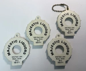 Lot Of 4 Majestic Liquors Waco Texas TX White Plastic Action Line Bottle Openers - Picture 1 of 3