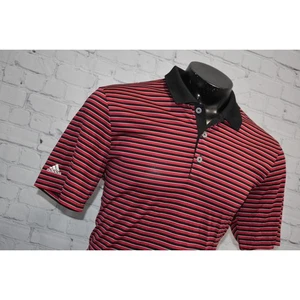 Polo de golf Adidas para hombre talla grande poliéster rendimiento rojo negro a rayas - Imagen 1 de 5