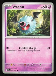 Woobat 032/091 Regular Near Mint Pokemon TCG S&V Paldean Fates PAF - Picture 1 of 1
