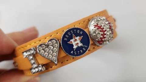 Houston Astros bling bracelet .MLB bracelet.  Astros fans .MLB jewelry Cover