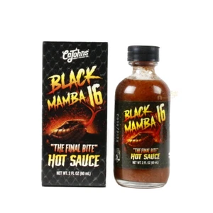 Salsa caliente CaJohns Black Mamba 16 Final Bite 2 OZ 16 millones unidades de calor Scoville - Imagen 1 de 7