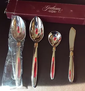 NEW Gorham Narrangansett Gold with Wings 4 pc Stainless Serving Set Boxed - Picture 1 of 1