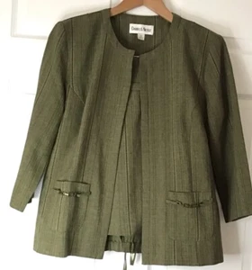 Danny & Nicole Green Short Sleeve 3 Piece Pants Suit Light Weight - Picture 1 of 12