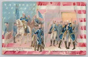 Embossed Tucks Postcard George Washington Taking Command of the Army Posted 1908 - Picture 1 of 2