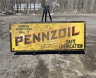 Early 1930s PENNZOIL Motor Oil Gas Station Advertising Sign Liberty Bell Graphic