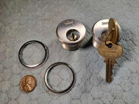 Reading Lock Cylinders Short Chrome Keyed the same Cover