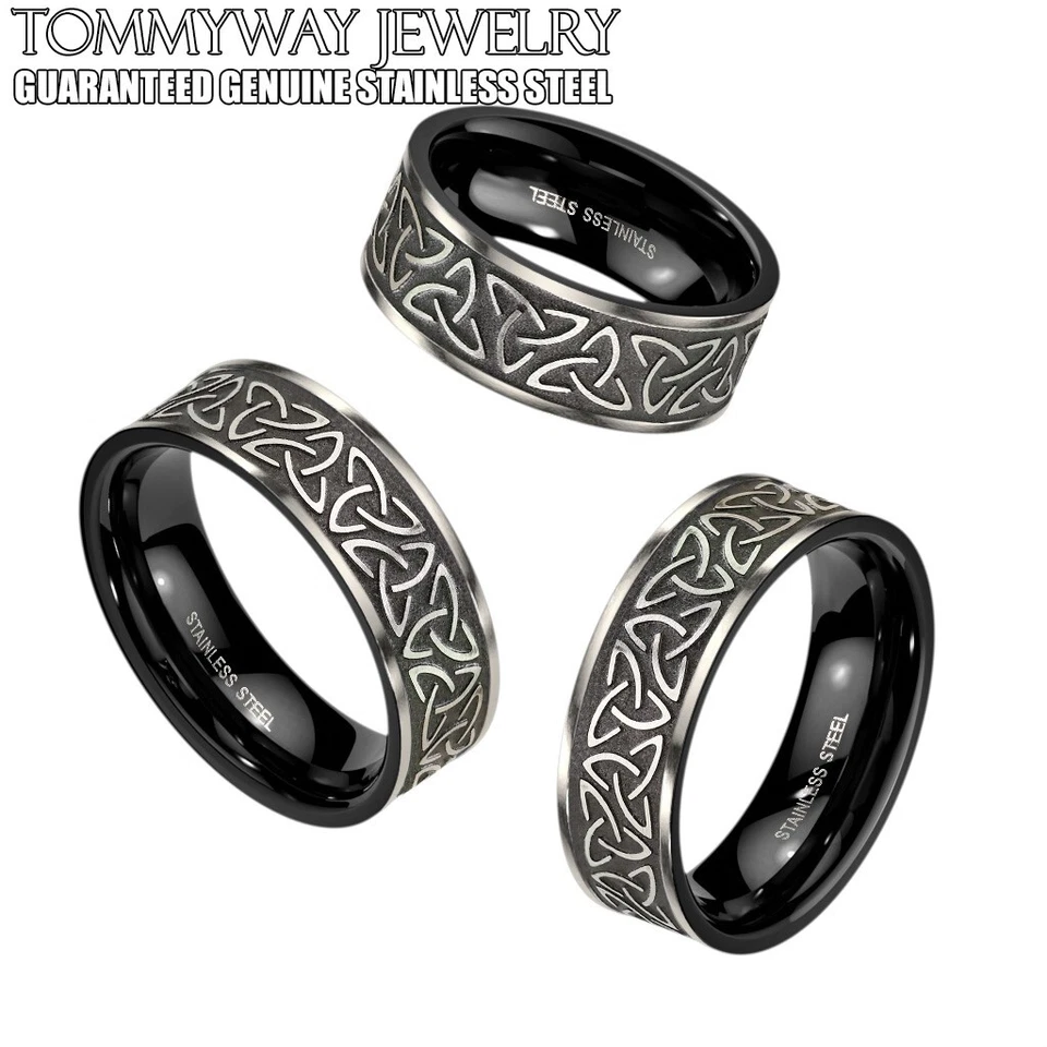 Stainless Steel Men's Celtic Trinity Knot Love & Infinity Wedding Band Ring - Image 1 of 1