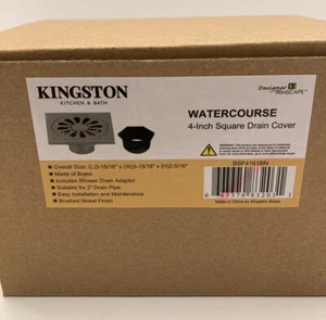 Kingston Messing 4" Abflussabdeckung Quadratisch Gebürstetes Nickel Haarfänger Adapter Offen - Bild 1 von 6