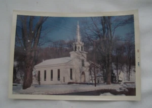 1968 FOTO ASHLAND NY "ASHLAND COMMUNITY CHURCH" (WEISSE KIRCHE IN VERSCHNEITER LANDSCHAFT - Bild 1 von 2