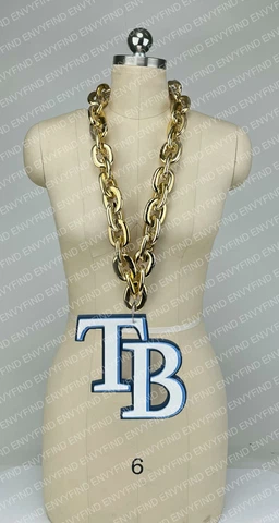 New MLB TAMPA BAY RAYS GOLD Jumbo Big Fan Chain Necklace Foam MI USA Cover