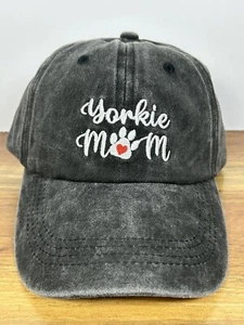 Cappello da baseball Yorkie mamma grigio donna ricamato cane regolabile mamma - Foto 1 di 9