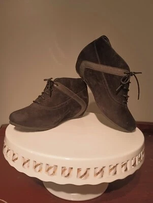 Wolky Black Suede Wedge Ankle Boots With Metallic Stripe 5.5 - Image 1 of 4