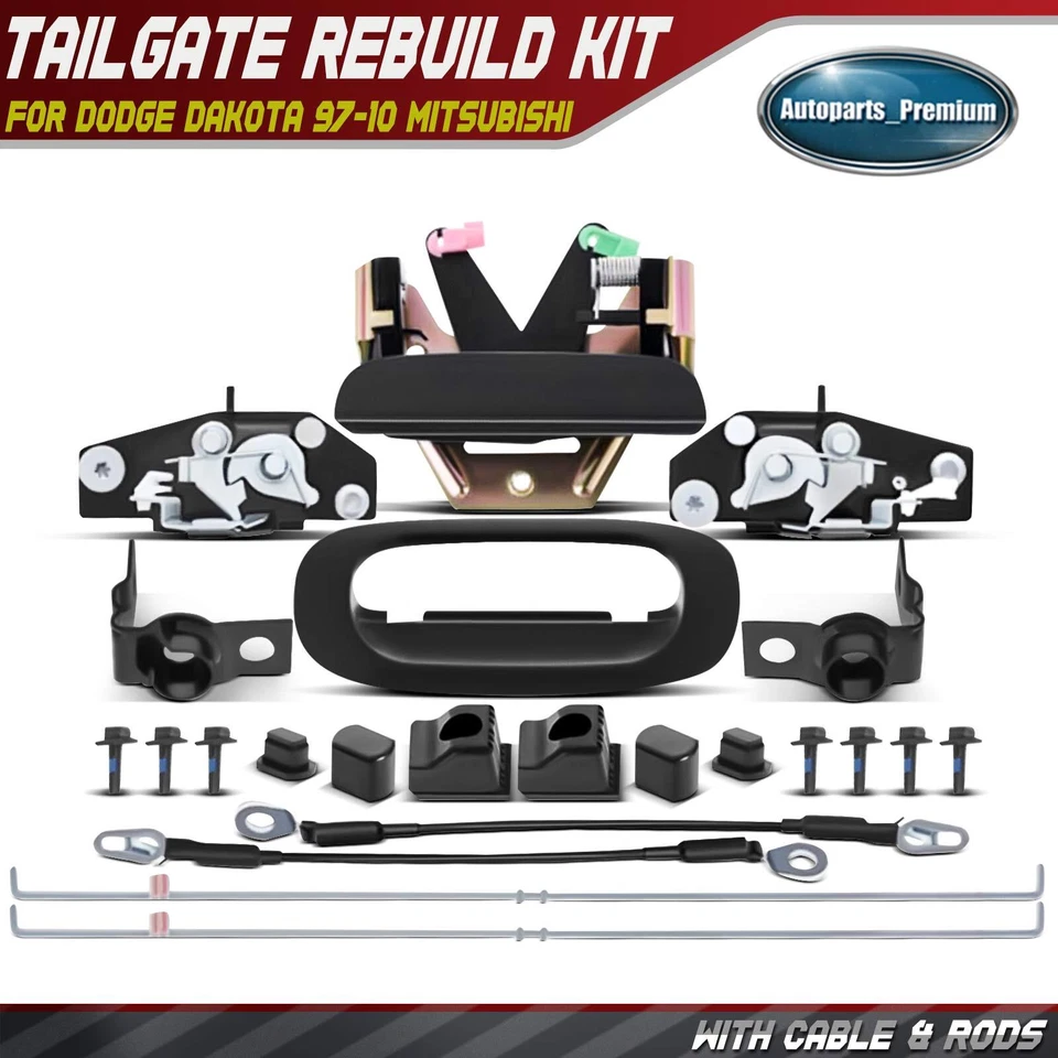 Kit de reconstrução de hardware para tampa da caçamba com cabo e hastes para Dodge Dakota 97-10 Mitsubishi - Imagem 1 de 4