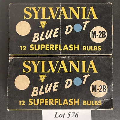 2 Boxes SYLVANIA Blue Dot M2B Camera Flash Bulbs Vintage Photography 24 bulbs - Image 1 of 4