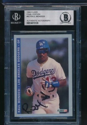  1993 Fleer Final Edition #F-82 Raul Mondesi signed auto BAS BECKETT tough  - Image 1 of 2
