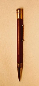 "WEAREVER" Wood Grain /Polished Brass Trim Flattop Long-Nose Working Mech Pencil - Picture 1 of 15
