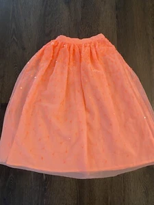 Girls Neon Orange Long Tutu Sequin Skirt Size 6 By Cat & Jack #19 - Picture 1 of 5