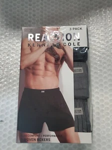 3 Pack KENNETH COLE REACTION Woven Boxer Shorts Men's M Black Cotton Blend - Picture 1 of 7