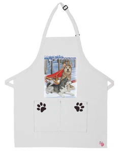 Alaskan Malamute Dog Apron Two Pocket Bib Apron with Adj Neck - Picture 1 of 1