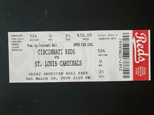 2020 Cincinnati Reds vs St Louis - partita 28, 2020 biglietto stub GIOCO ANNULLATO - Foto 1 di 1