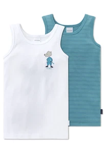 Schiesser Boys Tank Top 2 Pack Rat Henry 104-140 100% Co Linen - Picture 1 of 2