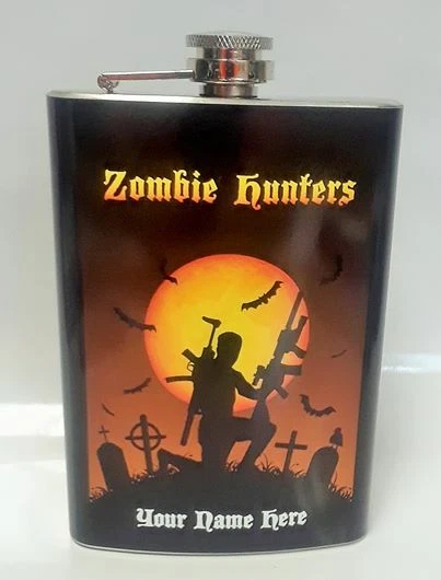Personalized Zombie Hunter Flask- Gun Toting - Image 1 of 1