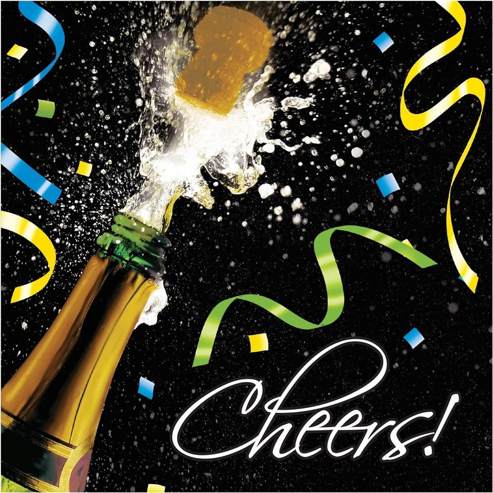 New Year Pop Year's Eve Happy Cocktail Holiday Party Paper Luncheon Napkins - Image 1 of 1