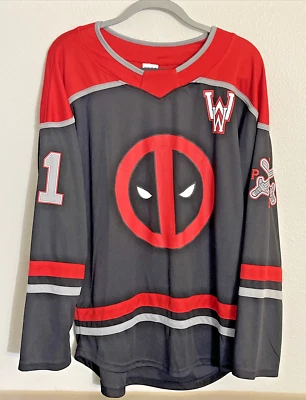 Camiseta deportiva estilo hockey con logotipo Marvel Deadpool #91 talla adulto mediana Foto 1 de 4