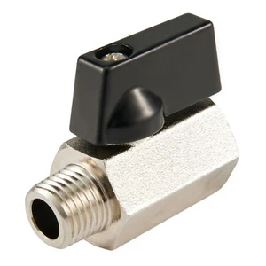 EFIELD 1/4" MNPT X 1/4" Female NPT  1/4 Turn Mini Brass Ball Valve Chrome Plated - Picture 1 of 6