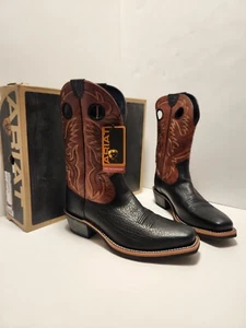 NEW Ariat Heritage Roughstock Square Toe Western Boots Black Brown Mens 12 D - Picture 1 of 8