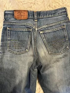 Vintage authentisch 1960er Jahre RALPH LAUREN Damen WESTERN WEAR 29 blau gerades Bein - Bild 1 von 13