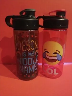 Cool Gear Kids Water Bottle 16 Oz BPA Free *EMOJI & AWESOME IS MIDDLE NAME*NEW* - Image 1 of 4